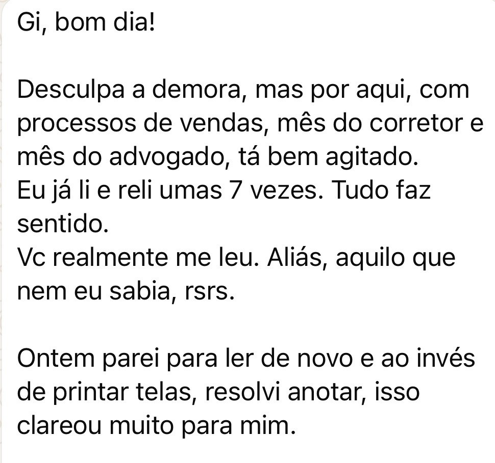 Mensagem de cliente sobre a Leitura de Marca